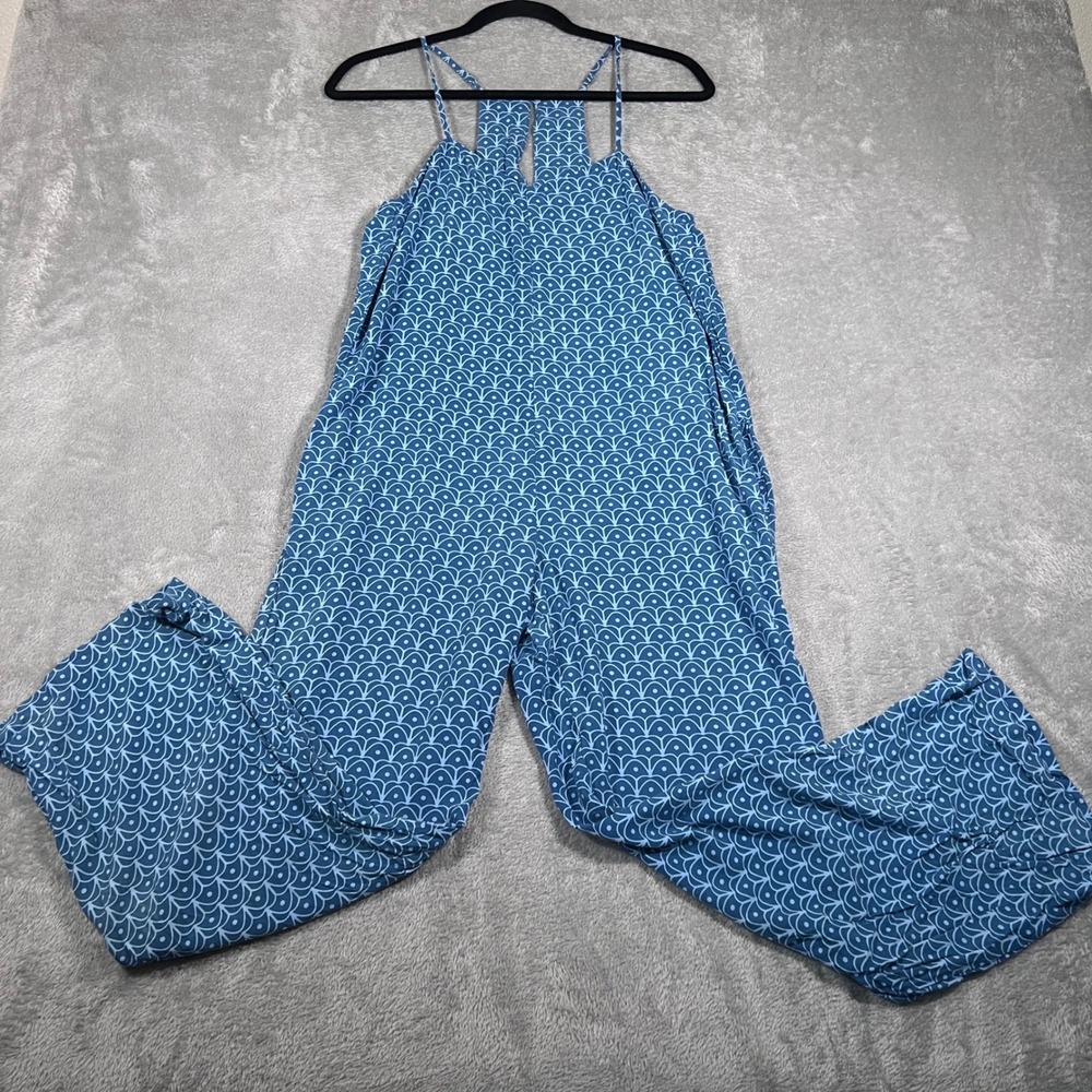 Ava‎ Sky Fighting Eel Jumpsuit Womens Blue XS Blue Geometric Summer Flowy Hawaii
